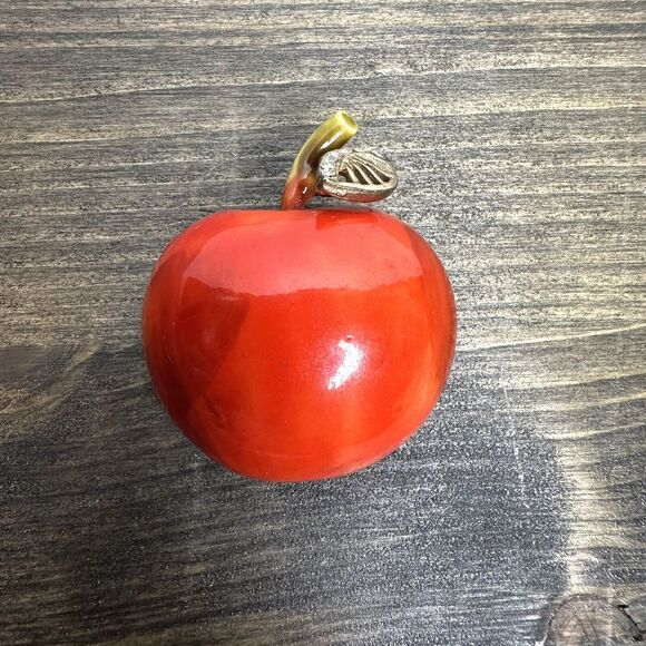 Vintage HAR Red Apple Brooch Pin Enamel Over Metal Hargo Rhinestones Signed - Picture 1 of 12